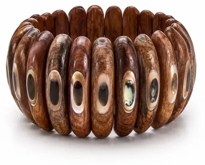 Produktbild von Armband Nussbaum elastisch, aus Holz mit Muscheln von collezione alessandro