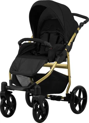 Produktbild von Kunert MATA 2in1 Kinderwagen mit Goldrahmen in Schwarz – inklusive Babywanne und Sportsitz für stilvollen Komfort und Sicherheit