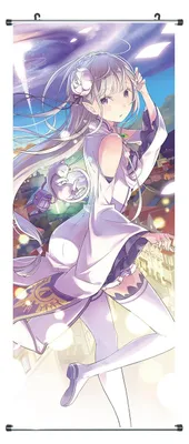 Obrázok produktu pre Veľký zvitkový obraz Re:Zero | Kakemono z látky | Plagát 100x40cm | Motív: Emilia