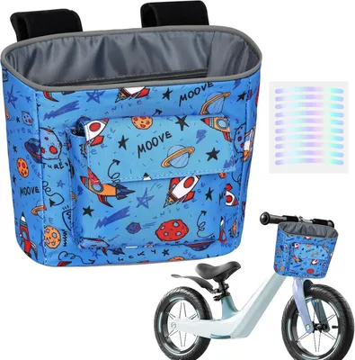 Imagen del producto de Cesta para bicicleta infantil, compatible con la mayoría de las bicicletas para niños, incluye sistema de sujeción, apta para niños y niñas