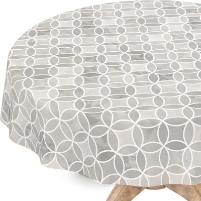 Produktbild von Tischdecke Wachstuch Ornamente Grau Robust Wasserabweisend Rund 120 cm