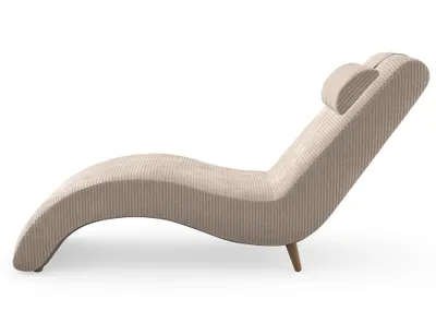 Produktbild von Harris Relaxliege, Massivholzkonstruktion, skandinavischer Stil, Hohe Beine aus Eichenholz, gewachst, Cord-Stoff Anafi 22 Almond Beige
