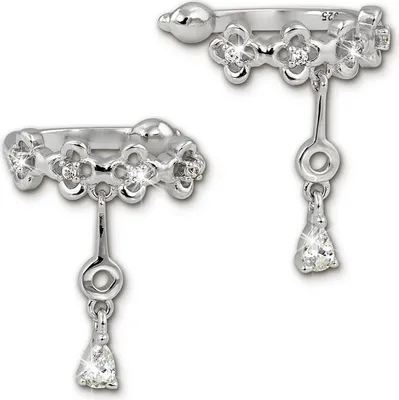 Produktbild von SilberDream weiß Ohrringe Blumen Ear Cuff Zirkonia 925 Silber Ohrklemmen GSO436W
