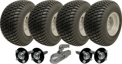 Immagine prodotto di 18x8.50-8 Kit rimorchio ATV erba ad asse gemello Ruote mozzo e assi mozzi + gancio 1500kg