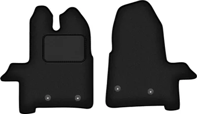 Produktbild von Velours-Fußmatten Vorne passend für Ford Transit (Lieferung, Bj. 2019-) –  schwarz, passgenau, mit Befestigungen set 2 Stk. - STANDARD