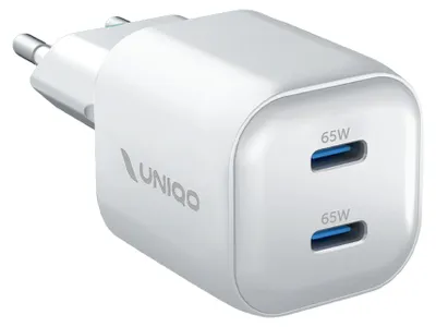 Productafbeelding van GaN-oplaadkit met twee 65W USB-C-poorten en een gevlochten kabel van 1,5 m