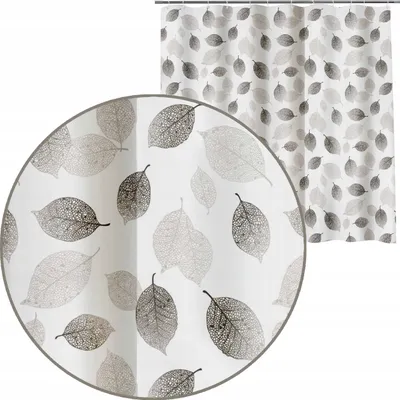 Produktbild von SEPIO Duschvorhang 180x200 cm mit Blattmuster  , Wasserdichter Duschrollo aus Stoff PEVA mit Dauerhaftem Muster, für Badezimmer
