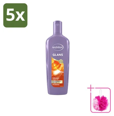 Immagine prodotto di 5 flaconi di shampoo Andrélon Glans - 300 ml ciascuno - confezione risparmio - 5 pezzi