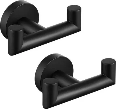Immagine prodotto di Portasciugamani doppio - Porta asciugamani - Porta asciugamani in acciaio inossidabile - Porta asciugamani nero - Porta asciugamani doppio - Gancio da bagno - Acciaio inossidabile - Nero