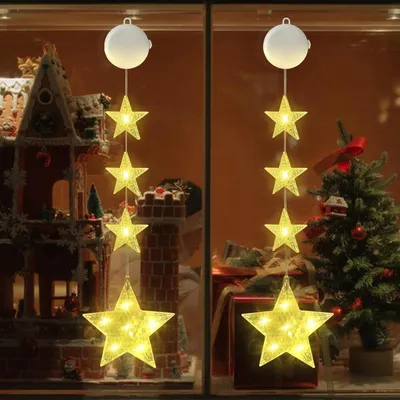 Produktbild von Sterne Weihnachtsbeleuchtung,Weihnachtsdeko Fenster Lichter,Stern FensterLichter