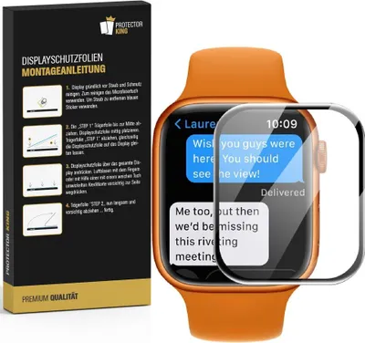 Produktbild von 2x Panzerfolie für Apple Watch 7 41mm FULL CURVED Displayschutz Schutzfolie Schwarzer Rand HD KLAR