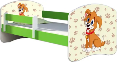 Produktbild von ACMA Jugendbett Kinderbett Junior-Bett Komplett-Set mit Matratze Lattenrost und Rausfallschutz Grün 11 Welpe 160x80