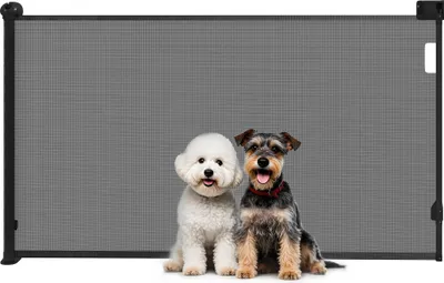 Image de Barrière extensible pour chiens - Barrière de sécurité - Réglable 0-140 cm - Hauteur 87,5 cm - Plastique et aluminium - Fermeture de sécurité - Pour portes et escaliers - Blanc