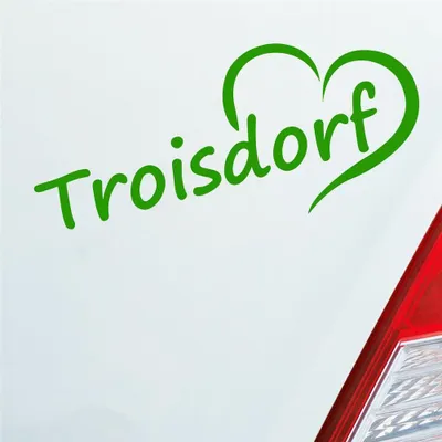 Produktbild von Auto Aufkleber Troisdorf Herz Stadt City Liebe Love Heart 18x8 cm Hellgrün Sticker Heckscheibenaufkleber