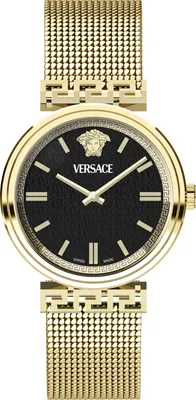 Zdjęcie produktu dla Versace VETCA0724 Mythos czarne złoto bransoletka ze stali nierdzewnej zegarek damski NOWOŚĆ