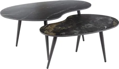 Produktbild von KAWOLA Couchtisch PONTE Set 2-tlg. Keramik schwarz nierenförmig