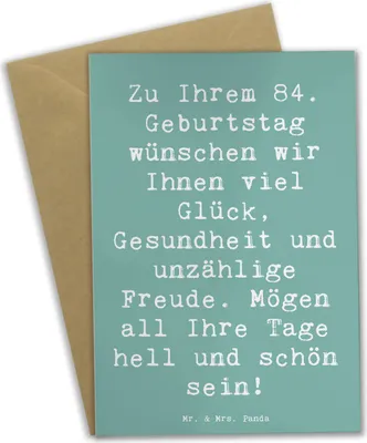 Produktbild von Mr. & Mrs. Panda Glückwunschkarte Spruch 84. Geburtstag Glückwünsche - Meeresbrise - Geschenk, weihnachtskarten, einladungskarten, Happy Birthday, 84 Jahre, dankeskarten
