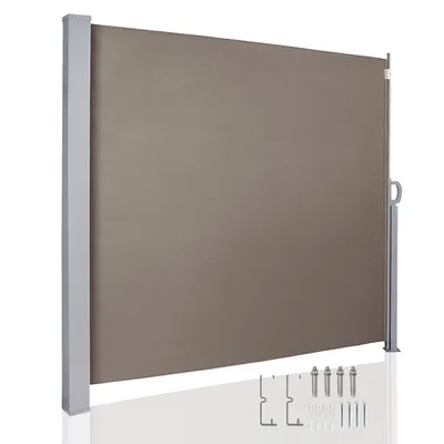 Obrázek produktu pro Fiqops boční markýza výsuvná balkonová antracitová ochrana proti slunci plná kazetová zástěna soukromí hnědá 160*300cm