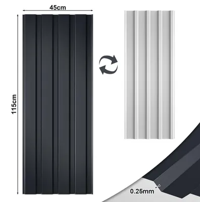 Produktbild von Eikuavons 48 Stück Dachblech Trapezblech Profilblech Platten aus Metall, glatte Oberfläche, mit Handschuhen, 115x45 cm, 0,25 mm, 24 m², Anthrazit