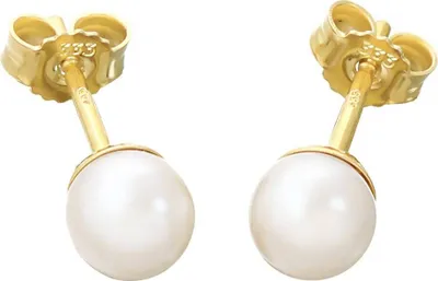 Produktbild von Paar 5mm Perlen Ohrstecker 333 8k Gelbgold Süßwasser Zuchtperle Ohrringe 9084