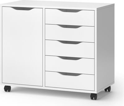Vicco Kommode Otwin, 78 x 61.5 cm mit 5 Schubladen und 1 Tür, Weiß