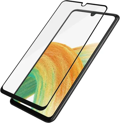A screen protector is shown placed over a smartphone screen.