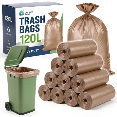 Obrázok produktu pre Vrecie Na Odpadky, Hnedé, Klasické, Pevné, Odolné, Univerzálne, 120 L, 10 Rolí