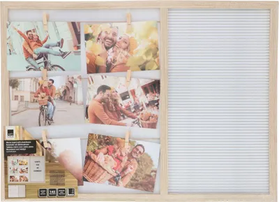 Image de Tableau mémo et cadre photo en bois MDF, 57x41cm