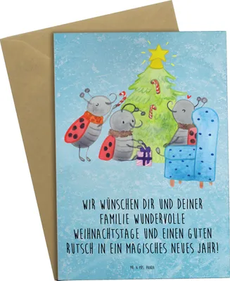 Produktbild von Mr. & Mrs. Panda Grußkarte Weihnachten Smörle - Eisblau - Geschenk, Weihnachtsbaum, osterkarten, hochzeitskarten, Grußkarten, Pfefferminzstange, firmungskarte