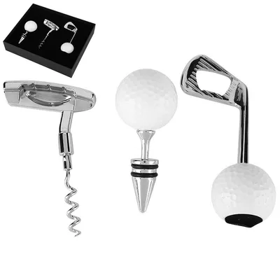 Produktbild von Deluxe Geschenkset Golf, Weinzubehör Geschenkset Golf Förmige Weinflasche Korkenzieher Öffner Club Bar Küchenwerkzeug Set