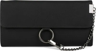 Produktbild von styleBREAKER Damen Geldbörse mit Ring und Kette – Weiches Portemonnaie mit Karabinerhaken und Druckknopfverschluss 02040066