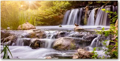 Produktbild von Tulup® Leinwandbild -100x50 cm - Wandkunst - Drucke auf Leinwand - Leinwanddruck  - Landschaften - Grün - Wasserfall