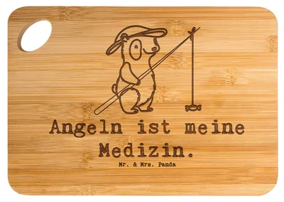 Produktbild von Mr. & Mrs. Panda Holzbrett Panda Angeln - Transparent - Geschenk, holzschneidebrett, gehen, Hackbrett, Angler, Angelsport, Hobbyangler, schneidbrett, Angelverein