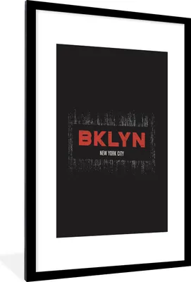 Produktbild von MuchoWow® MuchoWow® Gerahmtes Poster New York - Schwarz - Brooklyn 60x90 cm - Poster mit zchwarzem Bilderrahmen - Dekoration - Wandposter Wohnzimmer - Hochwertig