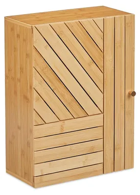 Productafbeelding van Badkamerkast hangkast - Bamboe - 55 x 40 x 20 cm - Natuur - Voor kleine badkamer