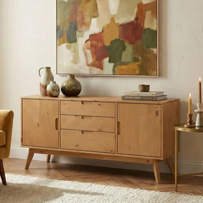 Produktbild von Sideboard TIVOLI skandinavischen Design gebeizt - Kommode aus Kiefer Massivholz, mit 2 Türen und 3 Schubladen, Buffetschrank Geschirrschrank