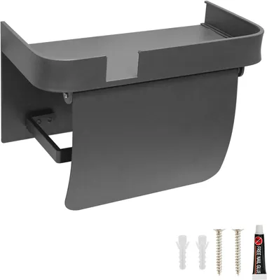 Produktbild von Toilettenpapierhalter schwarz matt, Aluminium, für Badezimmer, Wandmontage, mit Ablagefläche