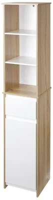 Produktbild von Platzsparendes Badezimmerregal aus Holz, S?ulenschrank mit Regalb?den, Schrank und Schublade, Wei?, 32,6 x 30 x 171,2 cm