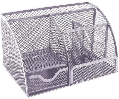 Produktbild von Büro-Organizer, Metall, 6 Fachsortierer, silber, mit Stifthalter
