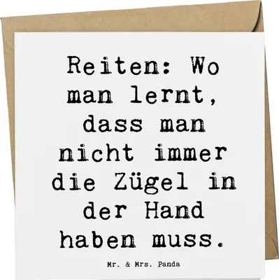 Produktbild von Mr. & Mrs. Panda Klappkarte Spruch Reiten Freiheit - Weiß - Geschenk, Zügel loslassen, Teamsport, Sportart, Grußkarte, doppelkarte, Kontrolle, Pferd, Sport, Sportler