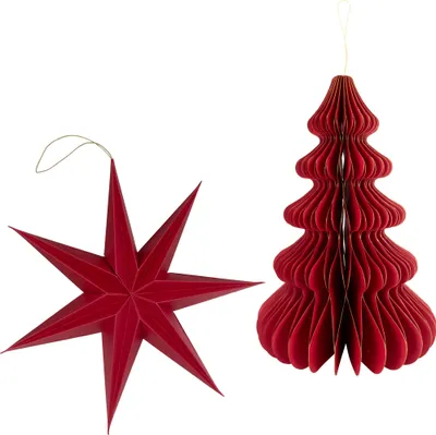 Imagen del producto de Decoración navideña, para colgar, color rojo, juego de 2 unidades