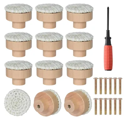 Produktbild von Rattan-Knöpfe, Holzknöpfe für Schubladen, 12 Stück, im böhmischen Stil, mit Schrauben für Schubladen, Schränke, Kommoden, Küche, Schlafzimmer (weiß)