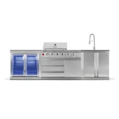 Produktbild von GORILLER® SILVERBACK M1 Outdoor-Küche, Gasgrill mit Doppel-Kühlschrank und Waschbecken, Edelstahl, Silber