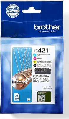 Immagine prodotto di Brother LC421 - confezione da 4 pezzi - nero, giallo, ciano, magenta - originale - cartuccia d'inchiostro - per Brother DCP-J1140DW, MFC-J1010
