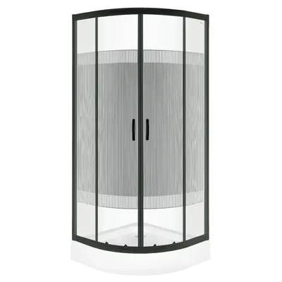 Produktbild von Kerra Xenia Duo Black 90 Curved Duschkabine mit Duschwanne