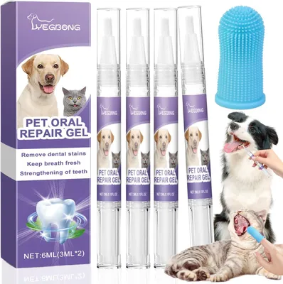 Produktbild von Haustierzahnbürstenstifte 4 Stück, Hundezahnbürste, Fingerzahnbürste, Zahnsteinentferner, für Hunde