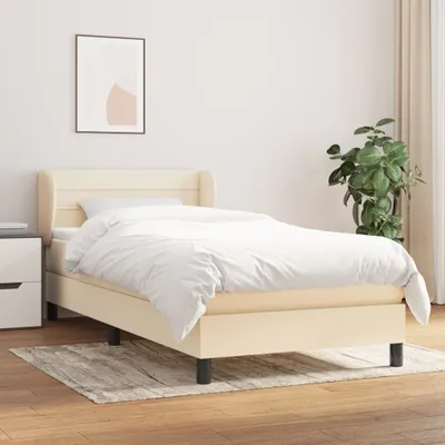 Produktbild von The Living Store Boxspringbett mit Matratze Creme 90x200 cm Stoff