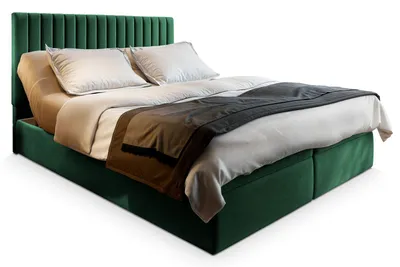 Produktbild von Masseno Boxspringbett MURLO 180x200 cm Komplett-Set mit Bonell Matratze und Topper, Polsterbett mit Bettkästen -Grün, KRONOS 19
