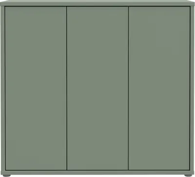 Produktbild von Forte ALICE SPRINGS Schuhschrank 100 110, moderner Flurschrank mit 3 Türen und 8 Einlegeböden, Holzwerkstoff, Salbei, 109,2 cm breit x 99,1 cm hoch x 34,9 cm tief