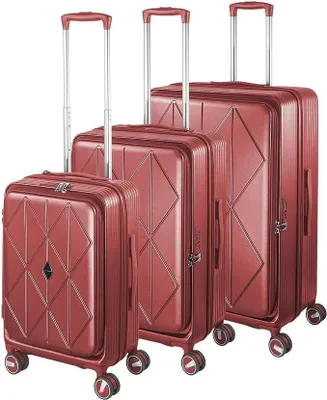Imagen del producto de Conjunto de maletas rígidas, color rojo, de 3 piezas, con capacidad de expansión